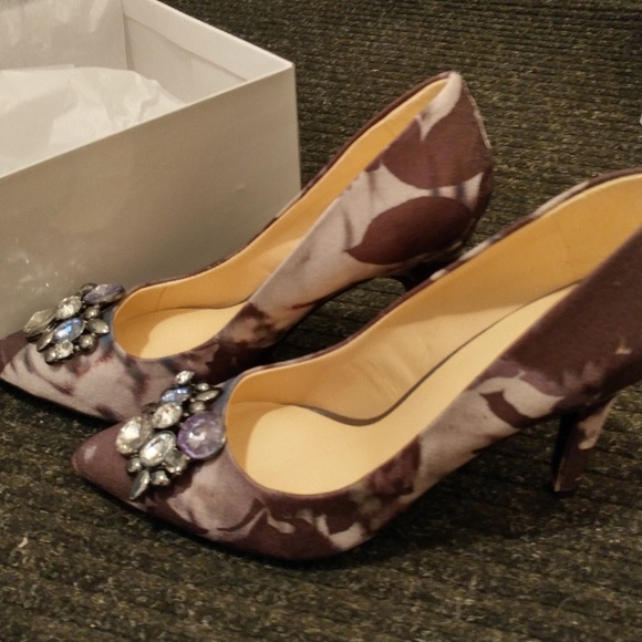 Nine West Gazebo 2 Purple Canvas Stiletto Pumps - Picture 6 of 7